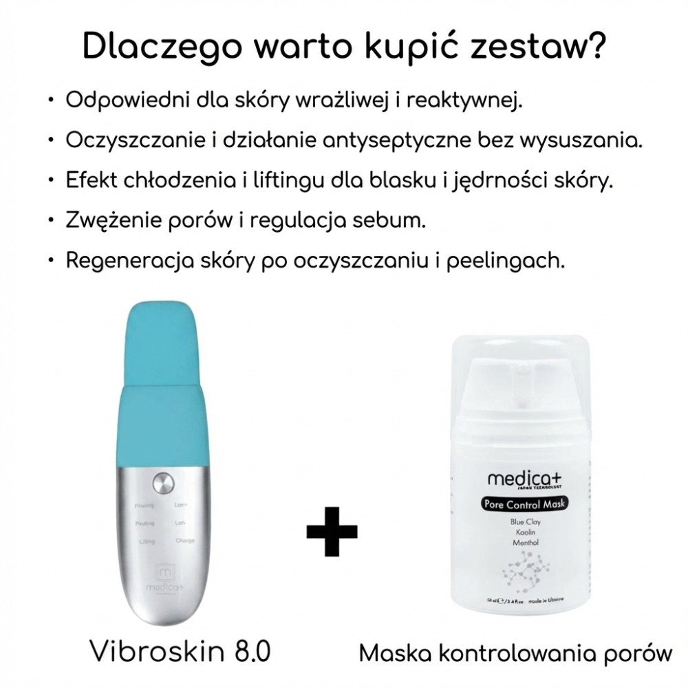 Ultradźwiękowy urządzenie do oczyszczania skóry twarzy MEDICA+ Vibroskin 8.0 (Japonia)