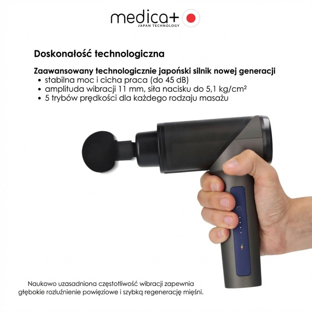 Ręczny masażer udarowy do ciała i mięśni MEDICA+ MassHand Pro 5.0 (Japonia)