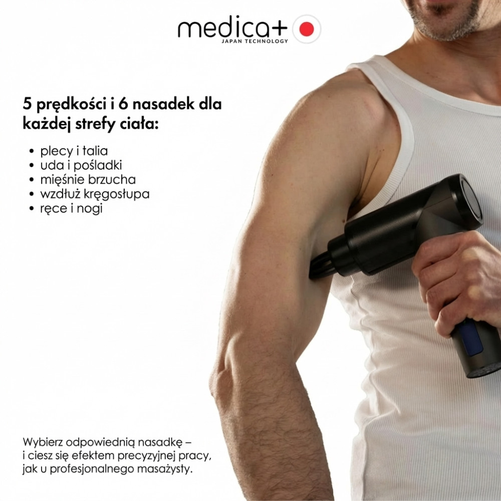 Ręczny masażer udarowy do ciała i mięśni MEDICA+ MassHand Pro 5.0 (Japonia)