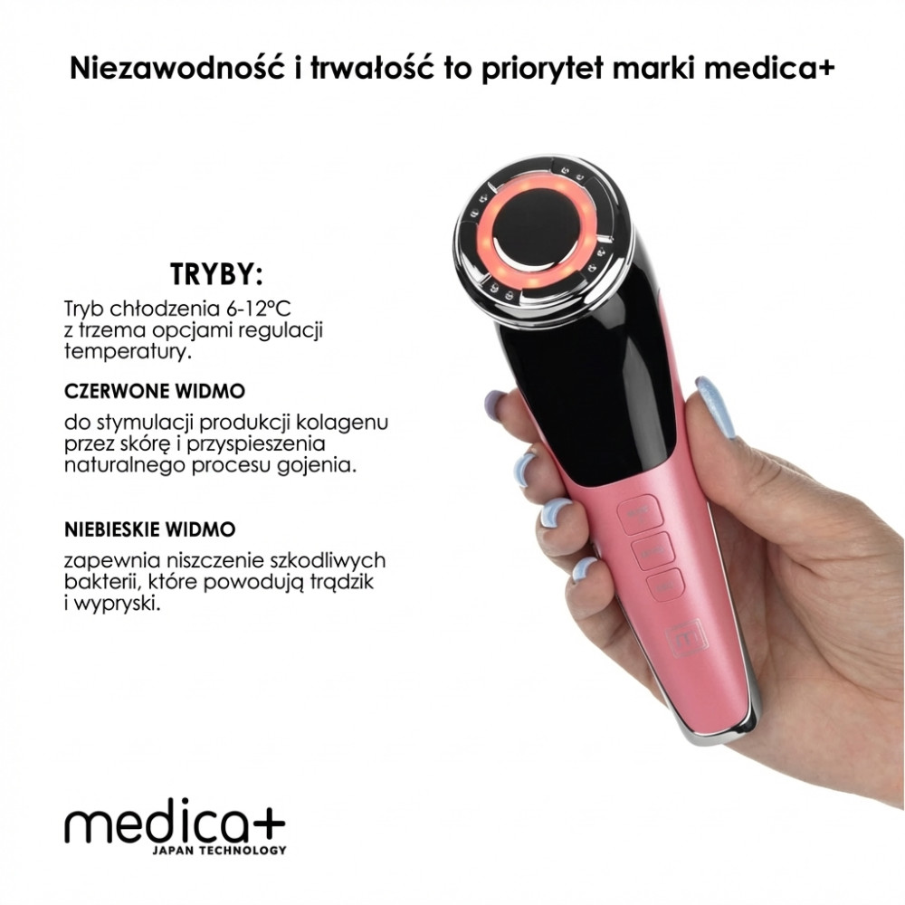Mikroprądowy masażer do liftingu twarzy RF Skin Lifting 7.0 Pink – EMS, LED (Japonia)