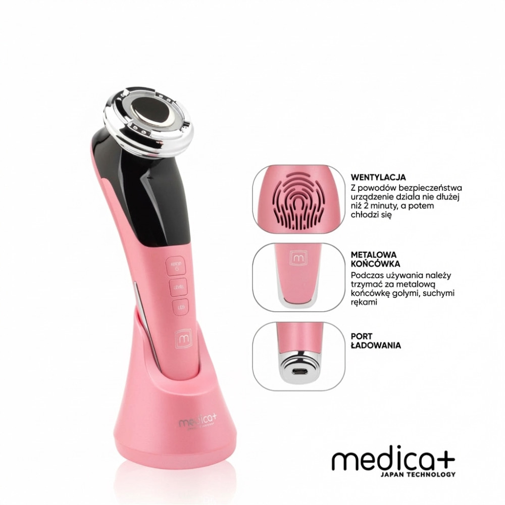 Mikroprądowy masażer do liftingu twarzy RF Skin Lifting 7.0 Pink – EMS, LED (Japonia)