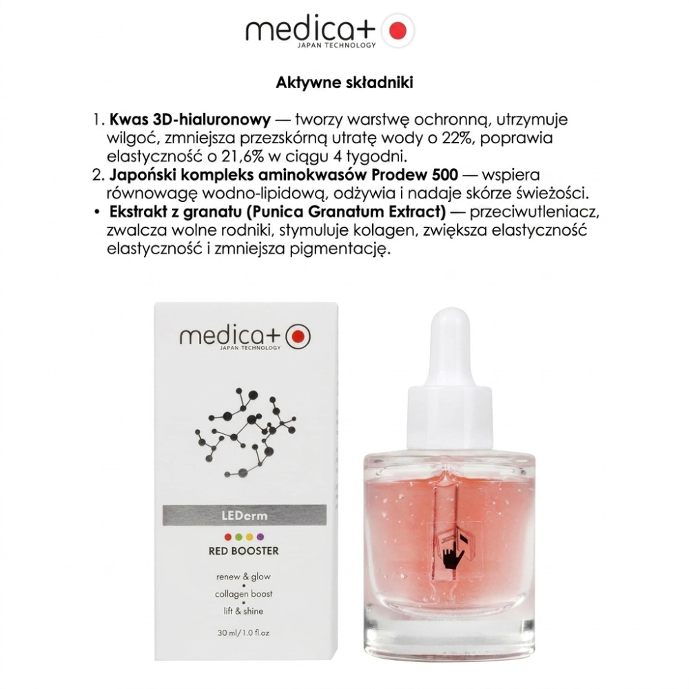 Wzmacniacz MEDICA+ LEDerm Red Booster, 30 ml