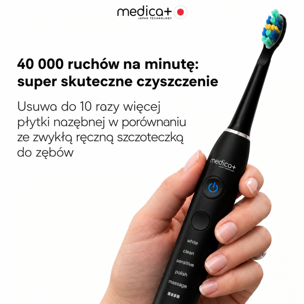 Ultradźwiękowa szczoteczka do zębów MEDICA+ PROBRUSH 8.0 Black (Japonia)
